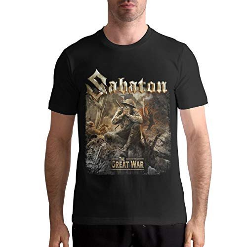 Sabaton T Shirts Men s Tops Short Sleeved Round Neck Cotton Tees L Black