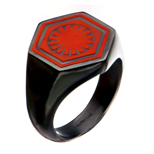 Star Wars Jewelry Men s Episode 8 Stainless Steel First Order Signet Ring  Red Black  10