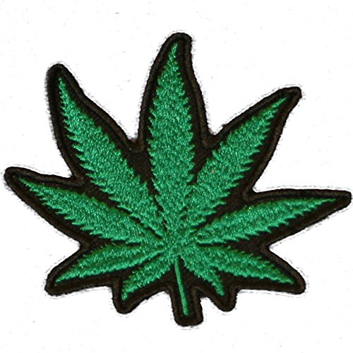 Green Pot Leaf Embroidered Iron on or sew on Patch Applique