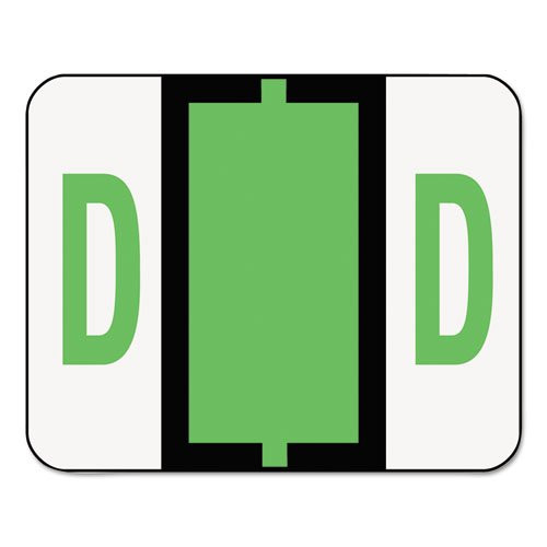 A-Z Color-Coded Bar-Style End Tab Labels  Letter D  Light Green  500 Roll