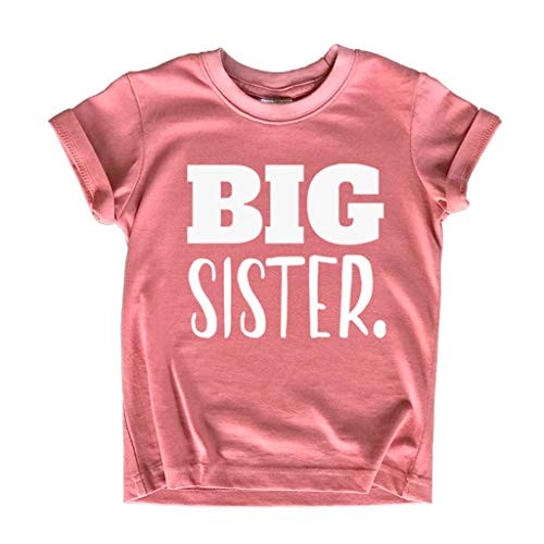 Big Sister Shirt Big Sister Announcement Toddler Shirts Promoted to Girls Outfit -White on Mauve  2y-