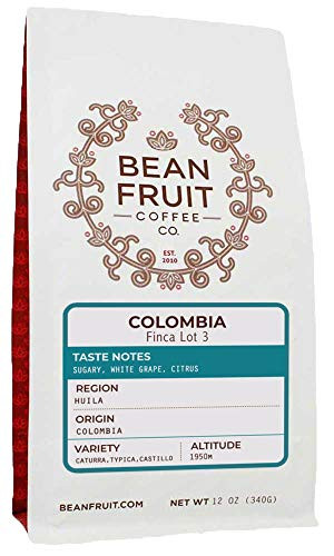 BeanFruit Coffee  inchColombia Finca Lote 3 inch Light Roasted Whole Bean Coffee - 12 Ounce Bag