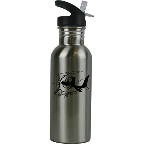 Personalized Custom Shark Stainless Steel Water Bottle with Straw Top 20 Ounce Sport Water Bottle Customizable