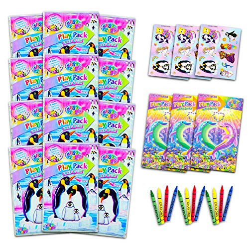 Lisa Frank Ultimate Party Favors Packs -- 12 Sets with Stickers  Coloring Books and Crayons -Lisa Frank Party Supplies-