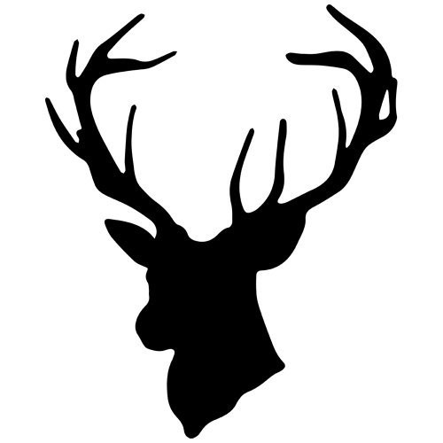 Mounted Deer Head Decal Sticker -black  mirrored-  Decal Sticker Vinyl Car Home Truck Window Laptop
