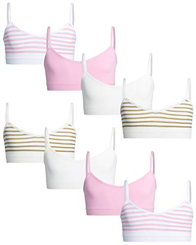 Sweet  and  Sassy Girls Seamless V-Neck Training Bra -8 Pack-  Metallic Stripes  Size Medium -10 12-
