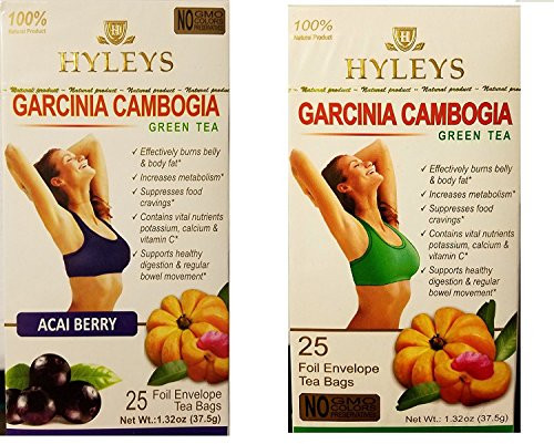 Hyley s Garcinia Cambogia Green Tea Assorted Flavor Variety Bundle  1-Acai Garcinia Cambogia Green Tea 1- Garcinia Cambogia Green Tea