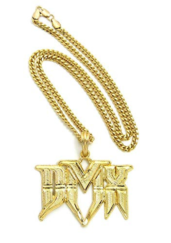 14K Gold PT DMX Pendant  and  3mm 24 inch Cuban Bling Chain Hip Hop Necklace