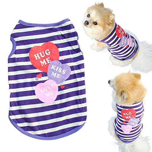 Auwer Pet Apparel Dog Clothes Cat Spring Summer Shirt Small Clothes Vest T Shirt -L Purple- Auwer Pet Apparel Dog Clothes Cat Spring Summer Shirt Small Clothes Vest T Shirt -L Purple-