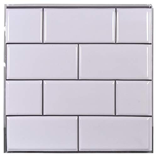 Tool Bench Hardware Self Adhesive White Wall Tile  12x12 in. Faux Subway Tile -5-
