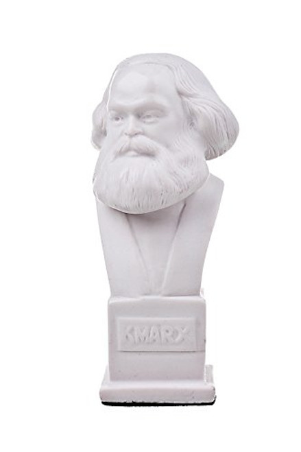 danila-souvenirs German Philosopher Socialist Karl Marx Marble Bust Statue Sculpture 4.9'' White