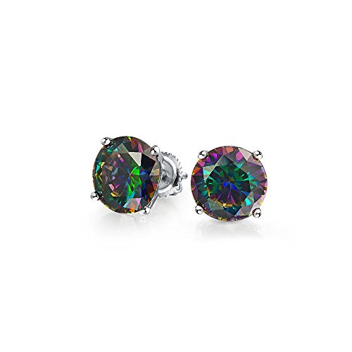 1CT Round Black Mystic Rainbow Cubic Zirconia Solitaire CZ Stud Earrings For Women 925 Sterling Silver Screw Back 7MM 1CT Round Black Mystic Rainbow Cubic Zirconia Solitaire CZ Stud Earrings For Women 925 Sterling Silver Screw Back 7MM