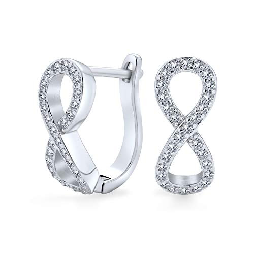 Cubic Zirconia Pave CZ Eternity Infinity Figure Eight Hoop Huggie Earrings For Women For Girlfriend 925 Sterling Silver Cubic Zirconia Pave CZ Eternity Infinity Figure Eight Hoop Huggie Earrings For Women For Girlfriend 925 Sterling Silver