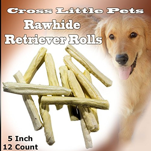 Cross Little Pets Rawhide Natural Retriever Rolls Dog Chews for Small Medium Breeds - 12 Count Premium Treats
