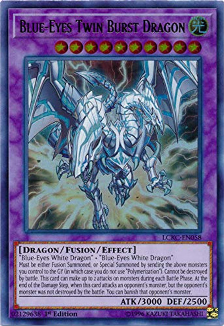 yu-gi-oh Blue-Eyes Twin Burst Dragon - LCKC-EN058 - Ultra Rare - 1st Edition - Legendary Collection Kaiba Mega Pack -1st Edition-