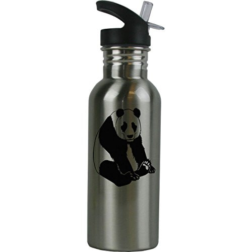 Personalized Custom Panda Stainless Steel Water Bottle with Straw Top 20 Ounce Sport Water Bottle Customizable