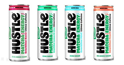MatchaBar Hustle Sparkling Matcha Energy Drink  4 Flavor Variety  12oz -4 Flavor Variety  Pack of 4-