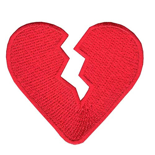 Broken Heart Patch Love Sad Embroidered Iron On Red