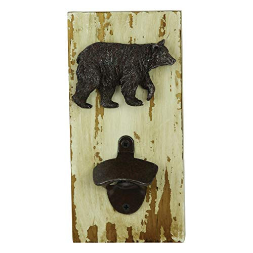 River s Edge Products Wall Mounted Rustic Bottle Opener  Weathered Wood  Bear