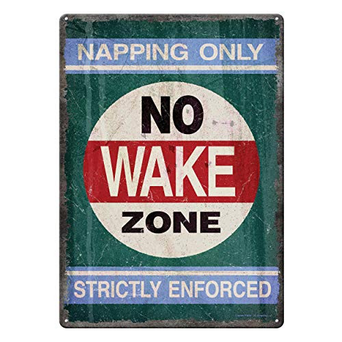 River s Edge Products Tin Sign  No Wake Zone  Weatherproof with Pre-Punched Holes for Hanging  12 by 17 Inches