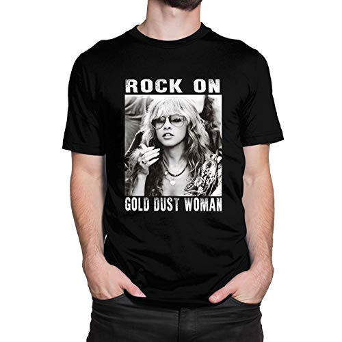 Men Guys Rock On Gold Dust Woman Stevie Nicks T Shirts Lightweight Cotton Tee Top Crewneck Short Sleeve Shirt Tee Athletic Custom Tees Shirts 5X-Large