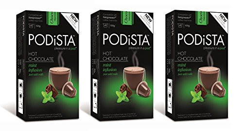 Hot Chocolate Nespresso Compatible Capsules Hot Cocoa Pods - Mint Infusion -3 Boxes - 30 Pod Package