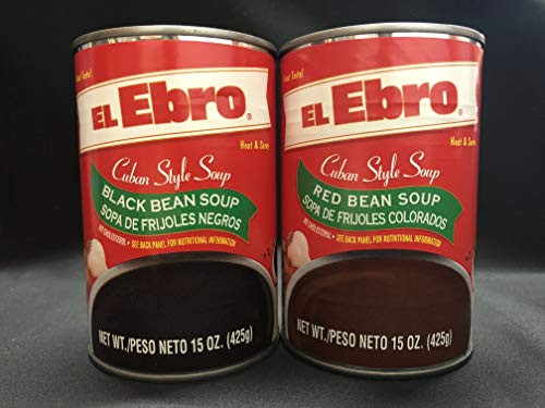 EL Ebro Black Bean Soup  Red Bean Soup  Variety 12 Pack  15 oz  -6 of each Flavor-