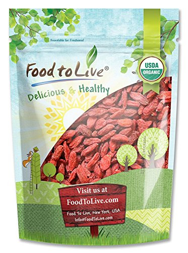 Organic Goji Berries  8 Ounces - Sun Dried  Large and Juicy  Non-GMO  Raw  Vegan  Sirtfood  Bulk