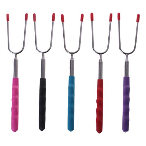 Youngy Telescoping BBQ Fork Roasting Sticks Marshmallow Hot Dog Smore Skewers Stainless Steel