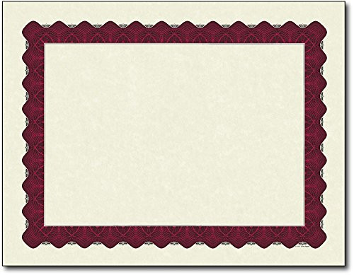 Metallic Border Parchment Certificate Paper - 250 Certificates - 8 1/2" x 11" - Premium Printable Blank Certificates (Red)