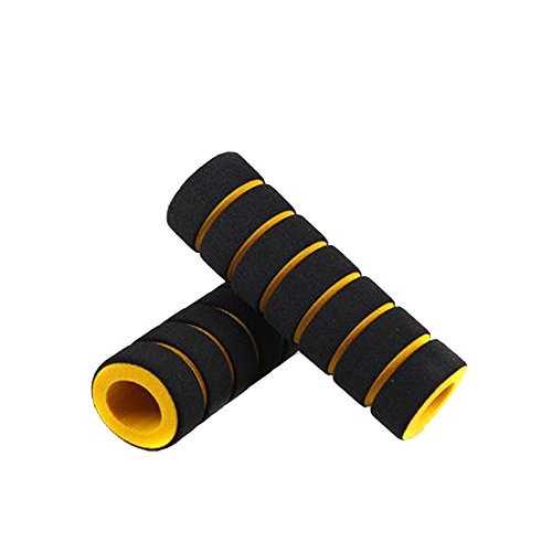 2Pc 1Pair Bike Racing Bicycle Motorcycle Handle Bar Foam Sponge Grip Cover Non-Slip Greatly Suitable for Most Bike Handlebars -Yellow-