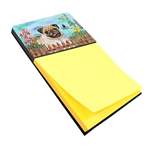 Caroline s Treasures CK1280SN Fawn Pug Spring Sticky Note Holder  Large  Multicolor