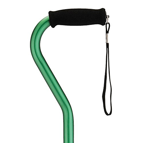 NOVA Designer Walking Cane with Offset Handle  Lightweight Adjustable Walking Stick with Carrying Strap  Green