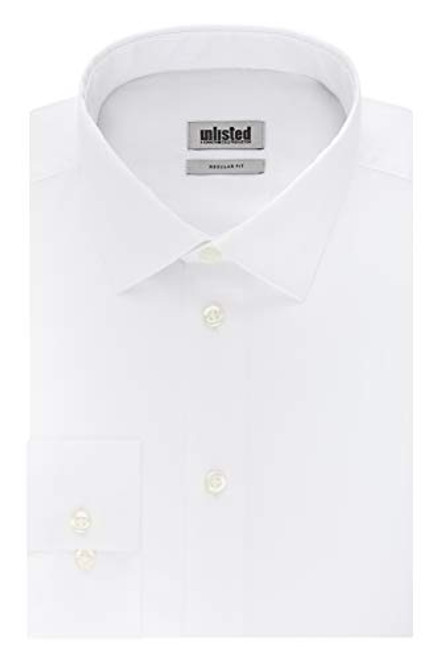 Unlisted by Kenneth Cole mens Regular Fit Solid Dress Shirt  White  16 -16.5 Neck 34 -35 Sleeve Large US