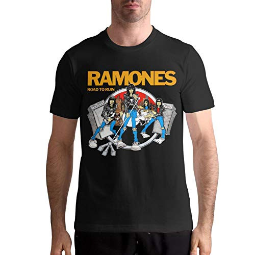 AngeloCaroline Ramones Road to Ruin Men Casual T Shirt Cotton Short Sleeve Tops 4XL Black