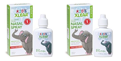 XLEAR Kids Nasal Spray -Pack of 2- with Xylitol  Saline  Purified Water and Grapefruit Seed Extract  to Moisturize and Soothe Childrens Nose and Sinuses While Alleviating Congestion.75 fl. oz.