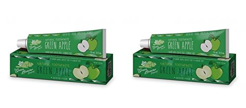 Green Beaver Green Apple Natural Toothpaste -Pack of 2- with Apple Juice  Lemon Extract and Xylitol  Flouride-free  Gluten-free  Cruelty-free  Vegan and Biodegradable  2.5 oz