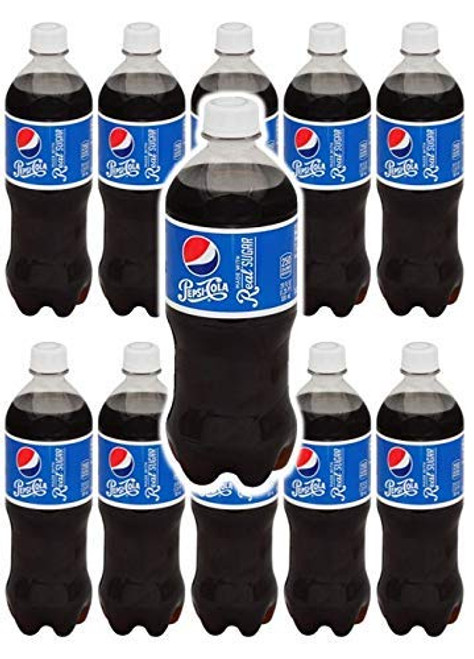 Pepsi Real Sugar 20 oz Soda Bottles -Pack of 12 Total of 240 FL OZ- Pepsi Real Sugar 20 oz Soda Bottles -Pack of 12 Total of 240 FL OZ-