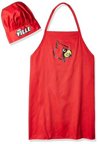 Pro Specialties Group NCAA Louisville Cardinals Mens Chef Hat  and  Apron  Full Color Team Logo  One Size