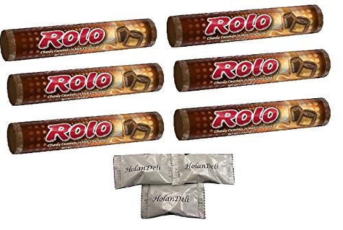 -pack of 6 - ROLO Chewy Caramels in Milk Chocolate. Includes HolanDeli Mints -pack of 6 - ROLO Chewy Caramels in Milk Chocolate. Includes HolanDeli Mints