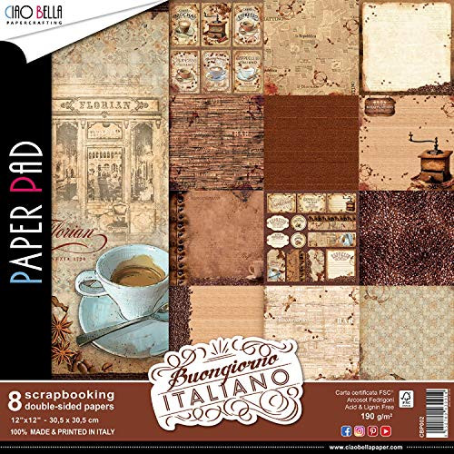 Ciao Bella Buongiorno Italiano Double-Sided Paper Pack 90lb 12"X12" 8/Pkg