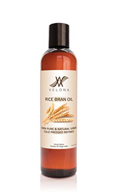 Rice Bran Oil by Velona - 8 oz - 100 percent  Pure and Natural Carrier Oil - Unrefined  Cold Pressed - Cooking  Face  Hair  Body  and  Skin Care - Use Today - Enjoy Results Rice Bran Oil by Velona - 8 oz - 100 percent  Pure and Natural Carrier Oil - Unrefined  Cold Pressed - Cooking  Face  Hair  Body  and  Skin Care - Use Today - Enjoy Results