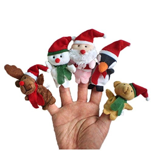 Christmas decorations IEason 5pc Story Time Christmas Santa Claus and Friends Finger Puppets Toy -A-