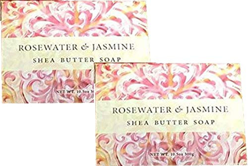 Greenwich Bay Trading Company Set of Two 10.5 oz Shea Butter Soap Bars -Rosewater  and  Jasmine-