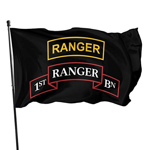 PINGqi US Army 1st Ranger Battalion Patch with Ranger Tab Banner Breeze Flag Outdoor Flags Home Flag Garden Flag 3  X 5  Ft