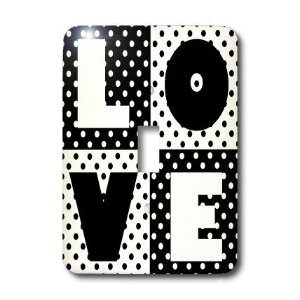 3dRose lsp_35556_1"Love - Black And White Polka Dots" Single Toggle Switch