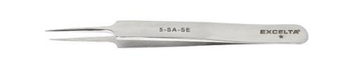 Excelta 5-SA-SE Tweezer  Straight Tapered Ultra Fine  4.25 inch Overall Length  Stainless Anti-Magnetic