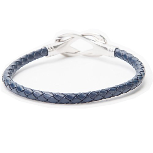 Coodilor Men s Braided Genuine Leather with Stainless Steel Fashion Magnetic Clasp Bracelet Bangle