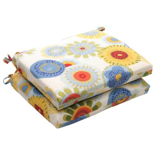 Pillow Perfect Indoor/Outdoor Floral Square Seat Cushion, 18.5 in. L X 16 in. W X 3 in. D, Multicolored