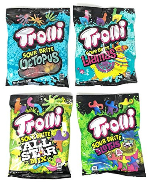 Trolli Gummy Candy Variety Pack of 4 Flavors -1 of each  total of 4- -Variety 6-